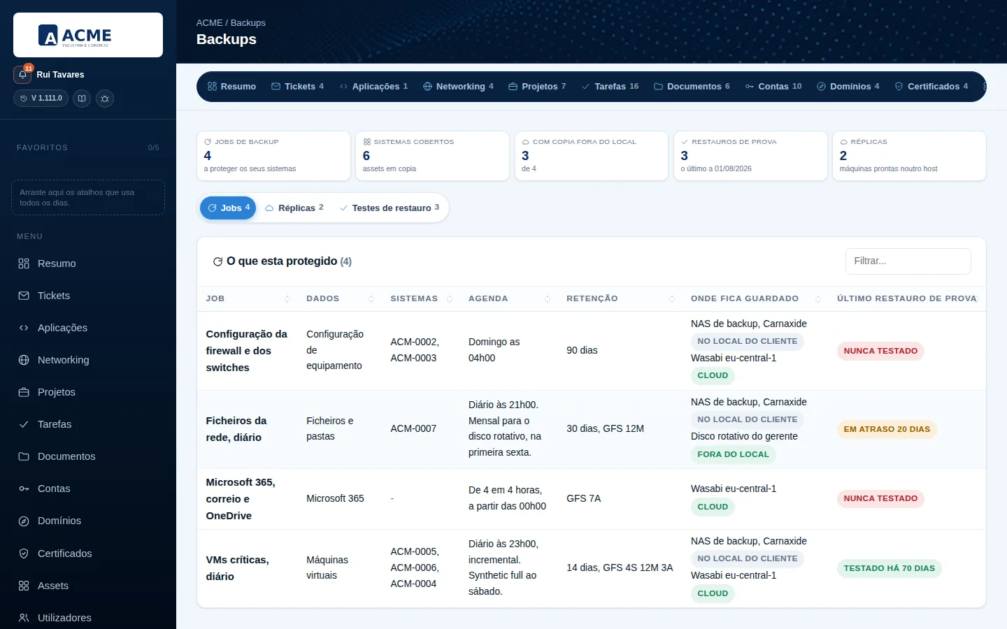 Backups e continuidade