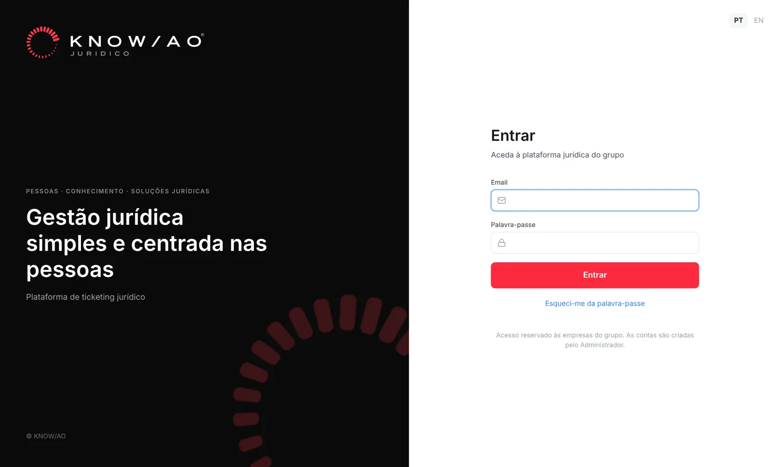 O reporting e a entrada da KNOW/AO Jurídico, com dados de demonstração.